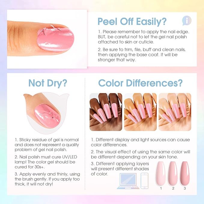 ROSALIND 30pcs Gel Nail Polish Set with Base Gel Top Coat (Glossy Matte and Glitter), 26 Neon Bright Colors Gel Polish Pastel Summer Nail Gel Polish Soak Off U V Manicure Rainbow for Women
