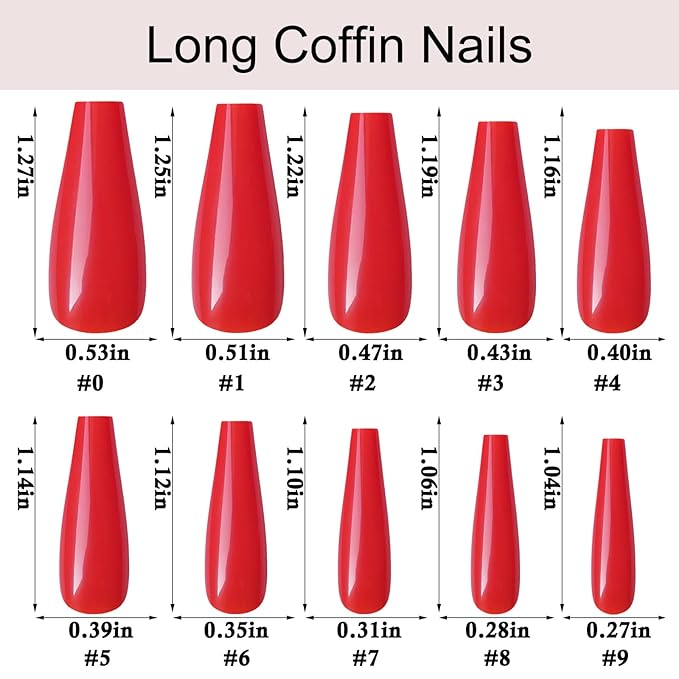 AddFavor Long Coffin Press on Nails Full Cover Ballerina Fake Nails Glossy Acrylic Artificial False Nail Tips for Women and Girls, 576pcs, 24 Pure Colors
