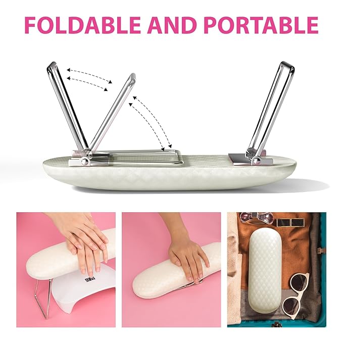 AORAEM Nail Arm Rest Cushion, Nail Hand Cushion Microfiber Leather Manicure Hand Pillow Stand Professional Nail Rest Table Desk Station for Nails Art DIY Use (Creamy White)
