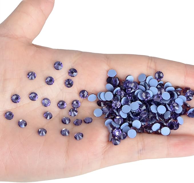 NCB 1440pcs Crystal Hotfix Rhinestone, Machine Cut Stone for Crafts Clothes Shoes Shirts Caps Decoration (Tanzanite, SS20 4.8mm)