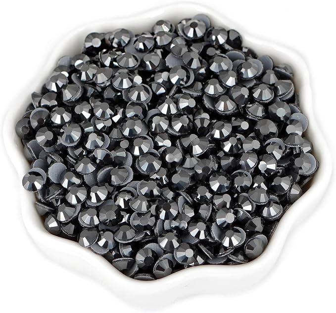 2880 Pieces SS4 Jet Hematite Hotfix Rhinestones Flatback Round Crystal Glass Rhinestones Gems for Crafts Nail Face Art Clothes Shoes Bags DIY