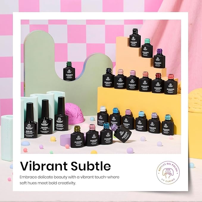 Beetles Spring Gel Polish Set - 20 Colors Red Green White Black Nude Spring Gel Nail Polish with Base Top Coat Trendy Colors Uv LED Lamp Salon DIY at Home Nails Gifts for Women Vibrant Subtle
