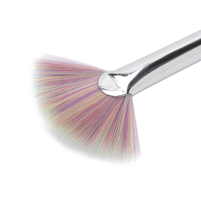 Fan Shape Nail Brush, Nail Dust Brush, Nylon Hair Rhinestone Handle Nail Powder Remover Manicure Brush Dust Glitter Powder Remover Pen Nail Art Drawing Pen Liner Brush