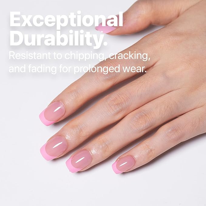 SXC Cosmetics French Tip Press On Nails – 5 Pink Series, Extra Short Square, X-Pro Tips Starter Kit | 150PCS, 15 Sizes, 5 Styles, Beginner-Friendly