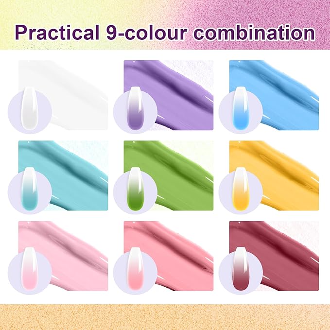 Gradient Gel Nail Set,16 Bright Color for Ombre Nail Polish Platte Kit with 14* Nail Art Tools, Summer Pat Painting Gel French Nail Manicure No-wipe Soak of UV DIY Art Home Salon