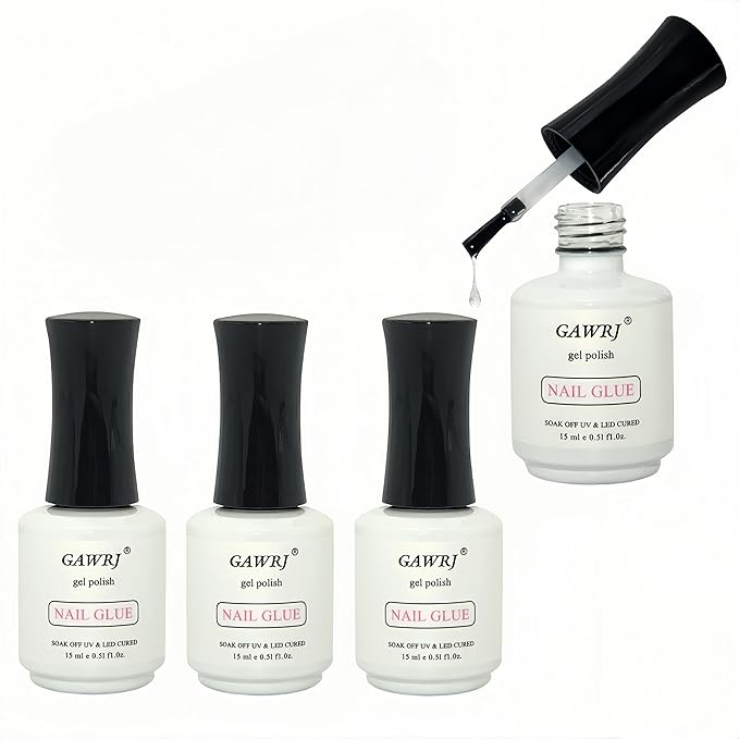 Nail Tips Gel Nail Glue Bulk 4 Pcs 15ml 9 in 1 Adhesive Gel Nail Polish for Salon - Strong Nail Glue for Press On Nails Nails Acrylic Tips - Christmas Nail Art, Valentine's Day Girl Gift