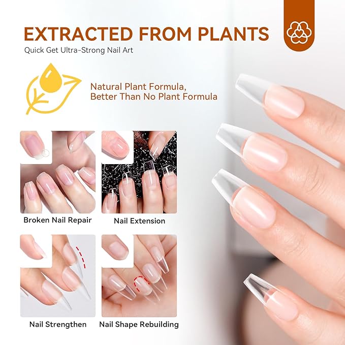 SAVILAND Clear Builder Nail Gel - 15 ml Builder Nail Gel In A Bottle Nail Extension Gel Hard Gel Nail Strengthener Rich in Castor Oil & Vitamin E for Damaged Nails Nail Repair Reforcement Art