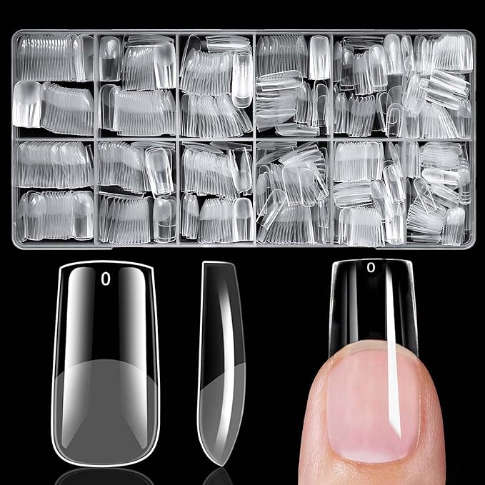 300pc Medium Square Nail Tips Medium Fake Nails Tips Square Acrylic Nails Tips Clear Press on Nails Soft Gel Nail Tips Full Cover False Nail Artificial Fingernail for Gel Nail Extensions