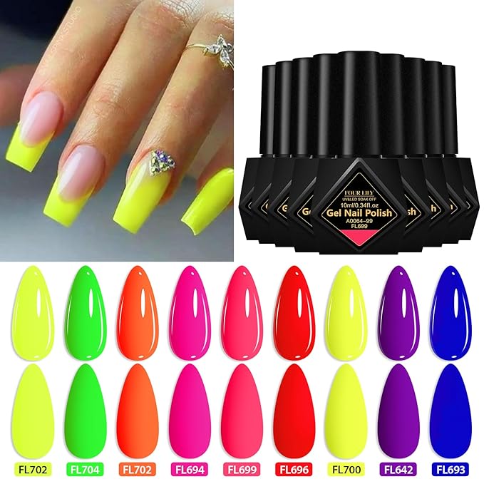 Nail Polish Gel Set, 9 Colorful Natural Gel Nail Polish Kit, Long Lasting Fast Curing, Soak Off UV Gel Nail Set, Women DIY Nail Salon Home Gift 12 PCS/SET
