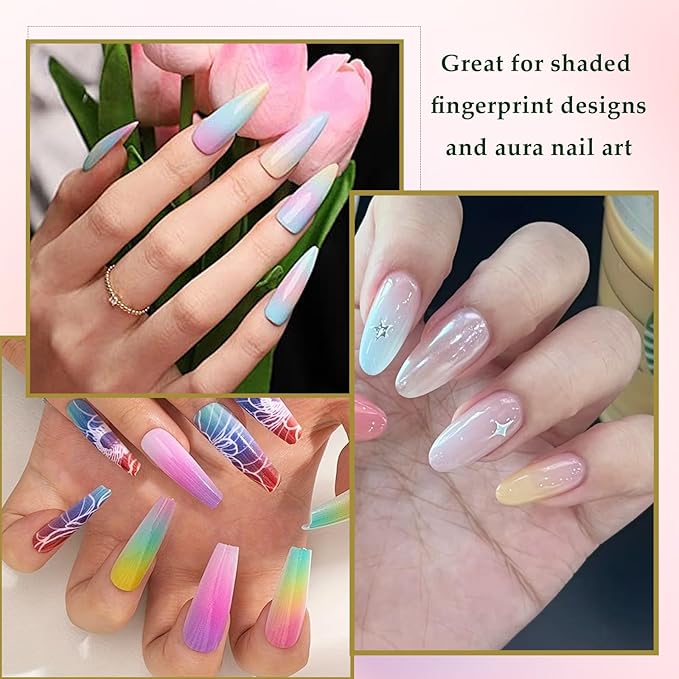 300Pcs Soft Nail Sponges for Ombre,White Nail Art Sponges With Grabbing Pen,Acrylic Palette for Gradient Arc Brush Accessories Supplies for Salon and Home