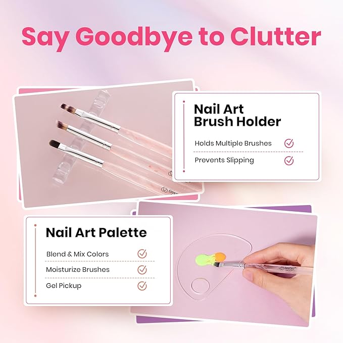 Beetles Blooming Gel, White Gel Nail Polish, Nail Art Brushes Set - Ombre Nails Brush Gradient Clean Up Fingernail Art Pens and Silicone Dotting Tool for Marble Blush Chrome DIY Manicure Designs