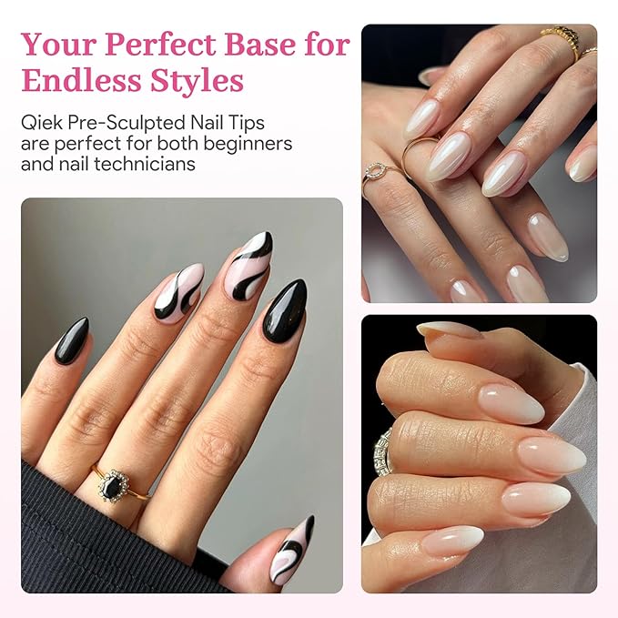 Short Almond Pre-Building Nail Tips, 15 Sizes 240 PCS Pre-shaped Apex Clear Soft Press On Fake Nail Half Matte Gel Nail Extensions Strong Thick Acrylic Tip for DIY Beginners & Salon Manicure