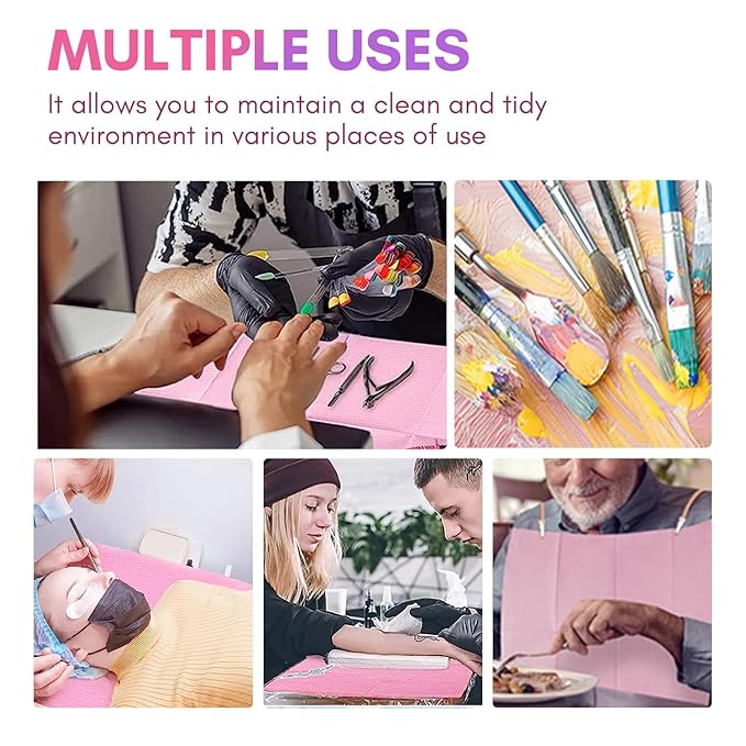 Makartt Poly Nail Gel Kit, Clear Pink Spring Summer Color Nail Extension Set Bundle with Disposable Nail Mats,50Pcs Pink Fordable Nail Paper Towels for Table Acrylic Nail Practice Sheet