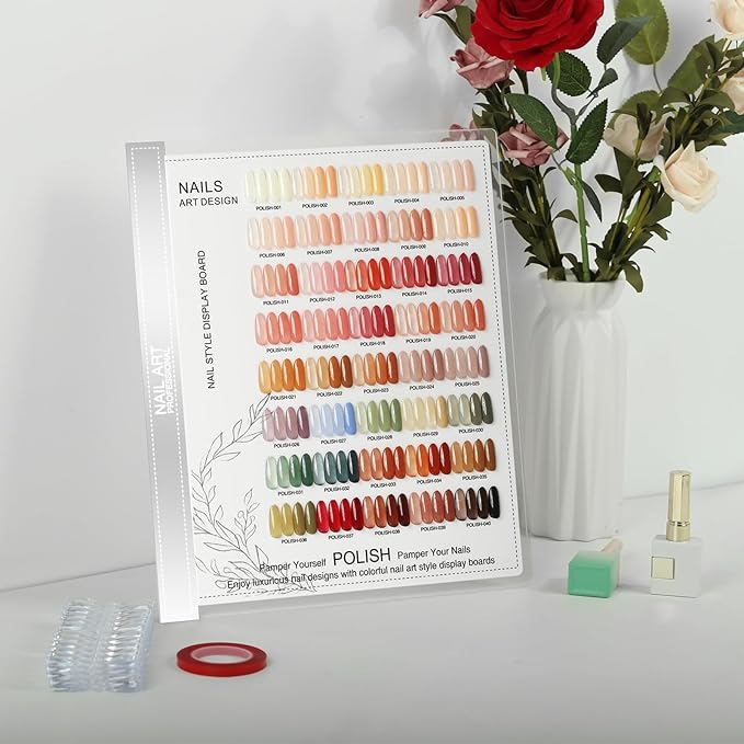 160 Nail Color Display,Nail Art Sample Chart Acrylic Gel Polish Rack,Nail Polish Display with 240pcs Nail Color Display Tips,Nail Color Swatches Perfect for Nail Salon & Home Use