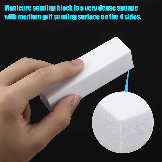 20 Pack Buffer Sanding Block Nail Buffer Block Files Grit Dense Sponge Nail Tips Tool (White)