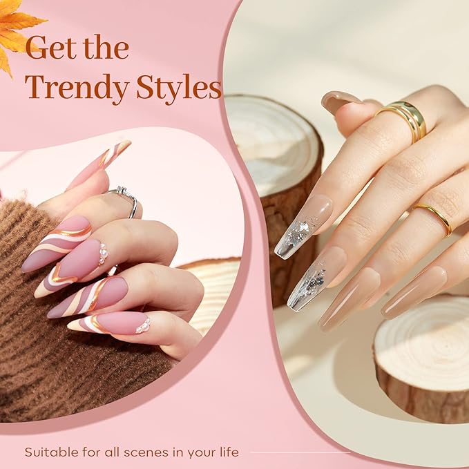 Modelones Poly Extension Gel Kit for Nail, 6 Colors Pink Nude Collection Poly Nail Gel Set Builder Gentle Colors French Manicure DIY Design Home Salon