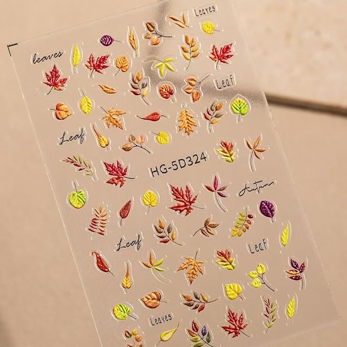 4 Sheets Nail Stickers for Autumn 5D Self-Adhesive Nail Art Decals for Women Flower Stickers Decoration