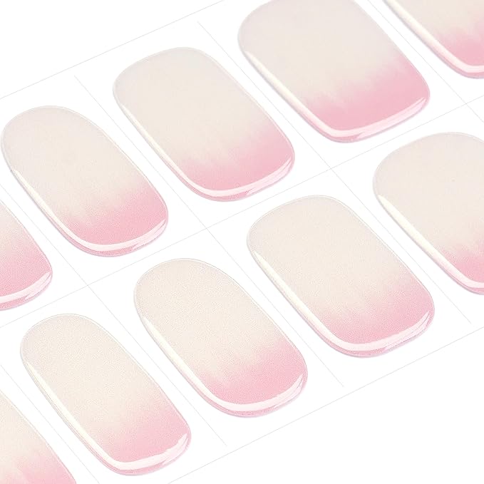 DANNI & TONI Semi Cured Gel Nail Strips Pink-to-White Ombre Gel Nail Wraps 28 Stickers | Baby Ombre