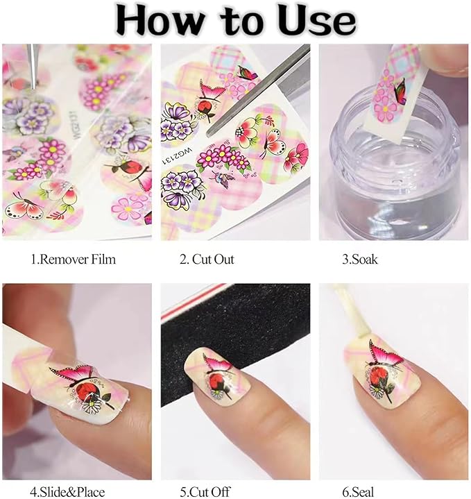 12 Sheets Green Cactus Nail Art Stickers Spring Summer Fall Winter Nail Stickers Cute Water Transfer Nail Decals Holiday Nail Art Supplies for Women Nail Decorations