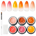 AIMEILI Ombre Gel Nail Polish Kit, Vegan, Cruelty Free, Gradient Blush Effect Solid Gel Polish 6 Colors Pat Painting Gel with Nail Sponge Drawing Brush for DIY Nail Art Salon at Home
