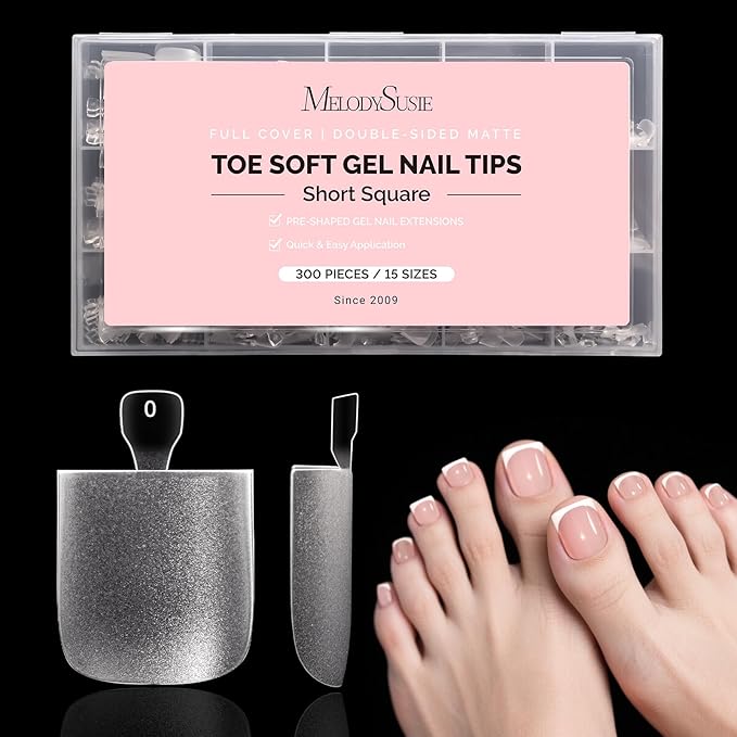 MelodySusie Square Toe X Nail Tips - 300Pcs 15 Sizes Clear Acrylic, Full Matte Full Cover Press on Nails for DIY Extension & Salon Use,Pre-Shaped for Long-Lasting Manicure