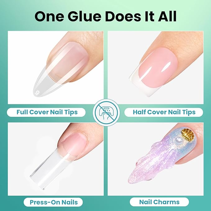 Beetles 10ml Super Strong Nail Glue for Press On Nails, Upgraded Formula, Quick-Dry Brush On, No UV Needed, Long-Lasting for Nail Tips & Acrylics Fake Nails, DIY Home Manicure