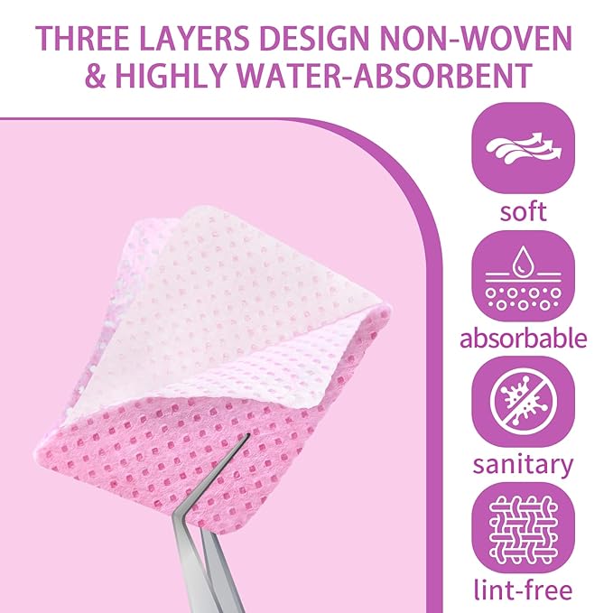 400pcs Lint Free Nail Wipes Kit - Pink Gel Nail Polish Remover Wipes with 1pcs Nail Polish Remover Pump SHEERBLISS Lash Extensions Glue Cleaning Wipes with Empty Lockable Acetone Pump Dispenser 220ml