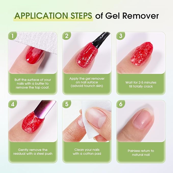COSMOO Magic Gel Polish Remover Kit, Professional Gel Remover for Nail, Quickly Remove Gel Nails Polish in 2-5 Minutes, Includes Tools Nail file and Nail Removal Push