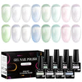 MTSSII Jelly Green White Gel Nail Polish Set, 8 Transparent Colors Sheer Gel Nail Kit for Salon Sage Green Gel Manicure and Nail Art DIY at Home for Girls Women