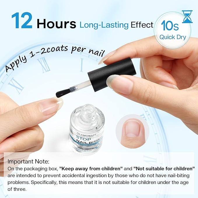 Nail Biting Treatment For kids Thumb Sucking Deterrent: No Bite Nail Polish Nail Biting Prevention Safe Bitter Nail Polish For Nail Biters Kids Stop Biting For Adults Quick Dry Lasting