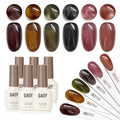 GAOY Milky Jelly Gel Nail Polish of 6 Colors from Nude to Dark Brown Black Gel Polish Kit for Salon Manicure and Blooming Nail Art DIY at Home
