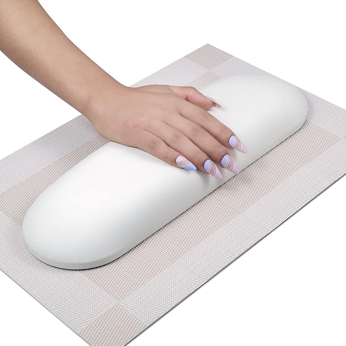 Arm Rest for Nails Tech, Soft Waterproof Nail Arm Rest, Relieve Hand Pressure, Anti-Stain Hand Rest for Nails Tech and Clients, Luxury Salon Manicure Armrest (White)