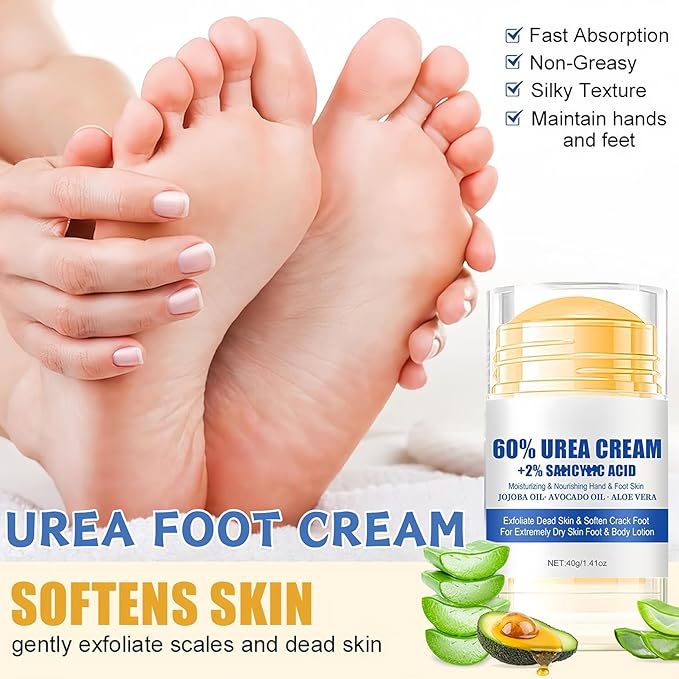 3PCS Foot Balm Stick Set - Manuka Honey Foot Cream, 60% Urea Heel Balm & Peach Scent Cracked Heel Stick - Hydrating Foot Care for Dry Cracked Feet, Heels & Hands, 1.41oz Each
