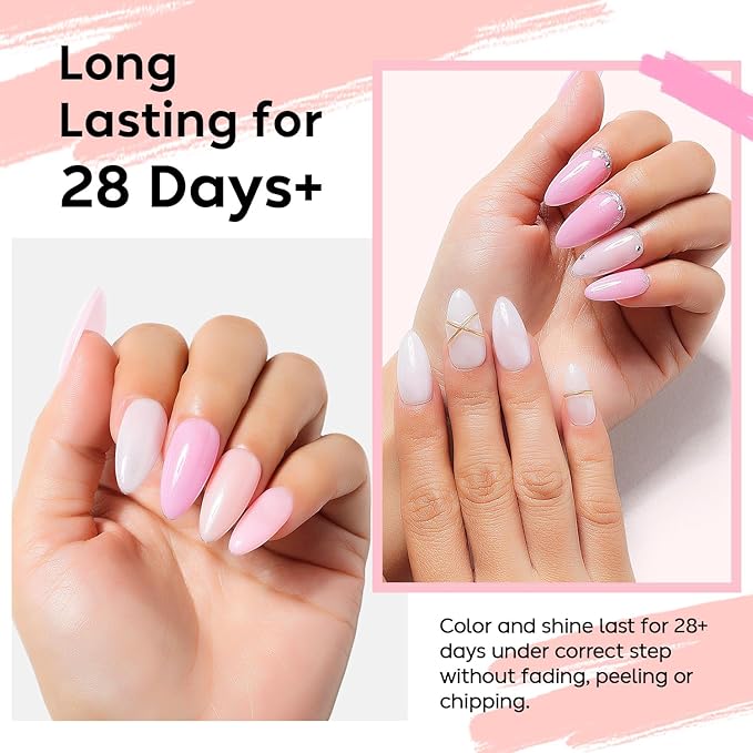 Nicedeco Hema Free Rubber Base Gel Polish for Nails 6 Pcs Cruelty Free Vegan Rubber Gel Nail Strengthener Nude Pink Nail Gel Polish Set 38
