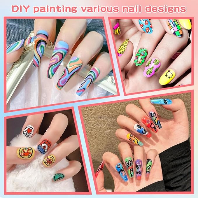 12 Colors Nail Art Pens Set, Nail Polish Pens Quick Dry Na il Polish Markers for DIY Na il Art Design, Acrylic Painting & Dotting, Manicure Tools for Beginners & Professionals