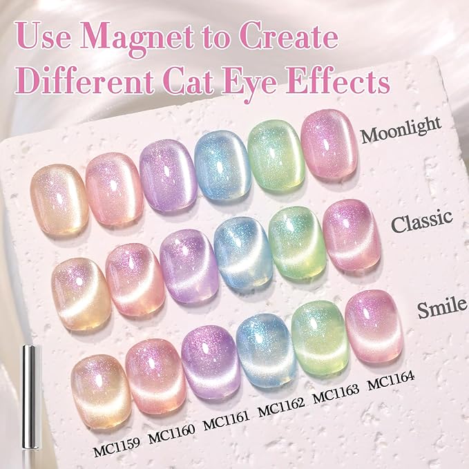 Double Rhythm 0.5 Oz Cat Eye Gel Polish with Magnet Same Color Same Bottle Holographic Glitter Shimmer Translucent Color Salon 15 ML Magnetic Nail Art (Mermaid Pink-MC1164)