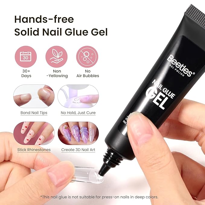 Beetles Gel Nail Kit Medium Almond with Dehydrator and Primer, 576Pcs Half Matte Etch-X Gel Nail Tips Solid Glue Mini Lamp Acrylic Nail Tips Easy DIY Nail Extension Set Gift for Women