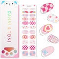 DANNI & TONI Kids Gel Nail Strips Heart Checker Butterfly Stars Salon-Quality Peel & Stick Manicure for Children (Age 6+)– Safe, Long-Lasting, Easy to Apply |Flutterheart