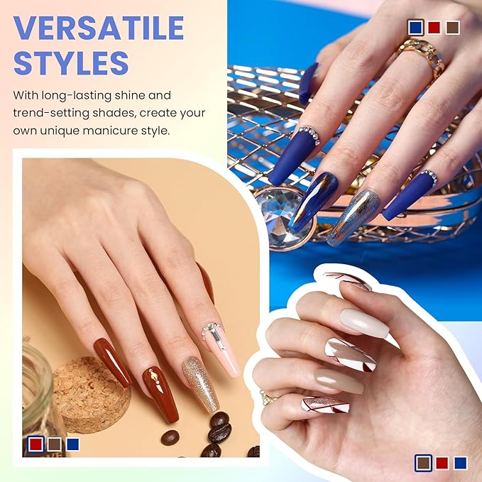 VANREESA 24 Pcs Gel Nail Polish Set, 21 Colors Gel Polish with Base Coat Glossy & Matte Top Coat Pink Red Yellow Orange Green Brown Blue Purple Gel Polish Kit Nail Kit Gifts for Women Girls