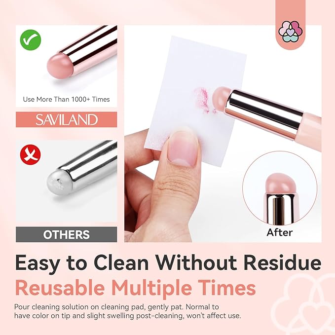 SAVILAND Silicone Ombre Nail Brush: 2PCS Reusable Chrome Nail Powder Applicator Brush for Ombre Aura Nails Ombre Nail Brush Nails Art Gradient Painting Brushes for beginners