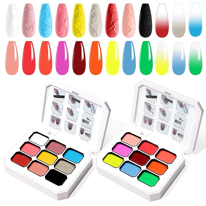Gradient Painting Gel Set, 18 Bright&Sculpture Ombre Gel Nail Polish Oil Painting Effect,Long-lasting Silky Texture Highly Saturated French Manicure Soak of UV/Led Home Salon DIY Nail Art
