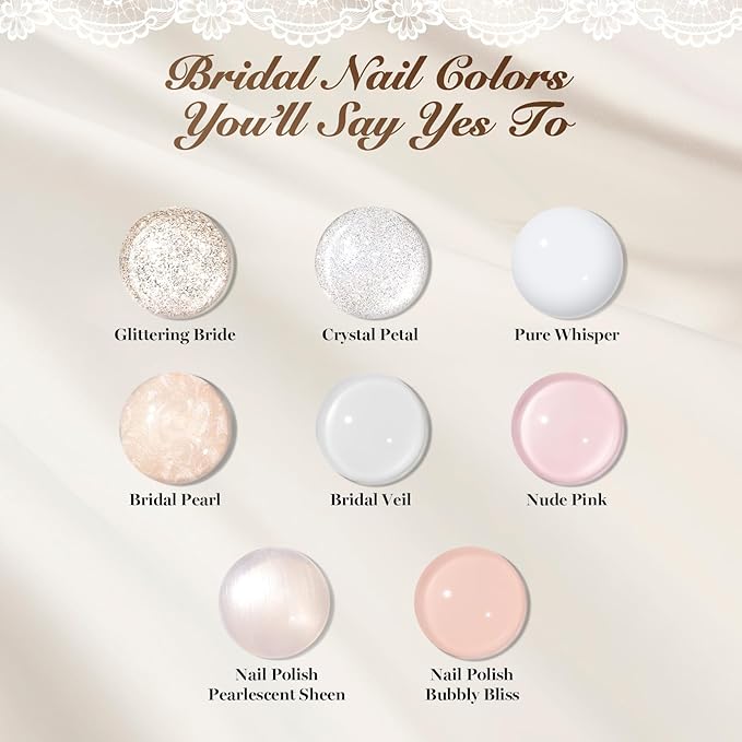 Beetles Gel Nail Polish Kit with UV Light - Wedding Beauty French Manicure Kit, 15ml UV LED Soak Off French Tip Gel Polish Set with Nail Tools Valentines Nails Decoration - Gifts for Her