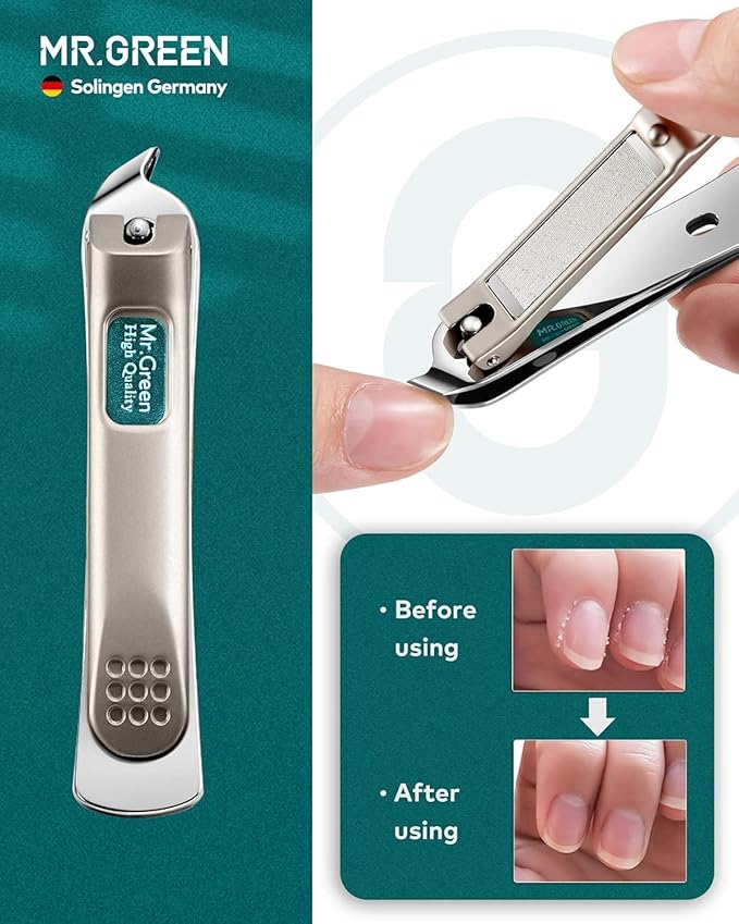 MR.GREEN 12-in-1 Manicure & Pedicure Set – Professional German Stainless Steel Nail Clippers,Cuticle Tools & Nail Care Kit, Travel Grooming Kit for Men & Women with Leather Case (Caramel Brown))