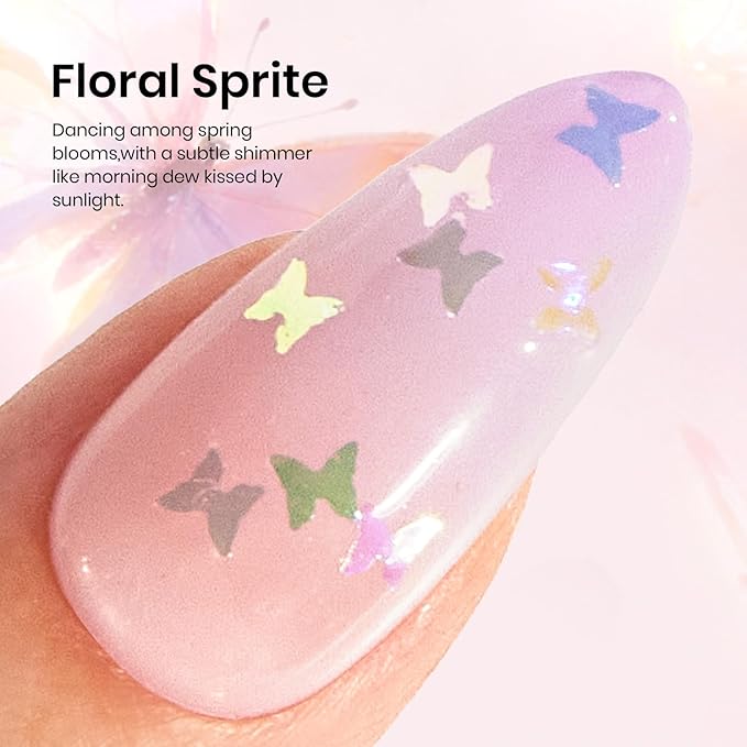 Beetles Glitter Gel Top Coat 15ml - Mirage Butterfly Glitter Shine No Wipe Top Coat Long-Lasting for Gel Polish, Butterfly Sparkle Soak Off UV LED Gift for Women