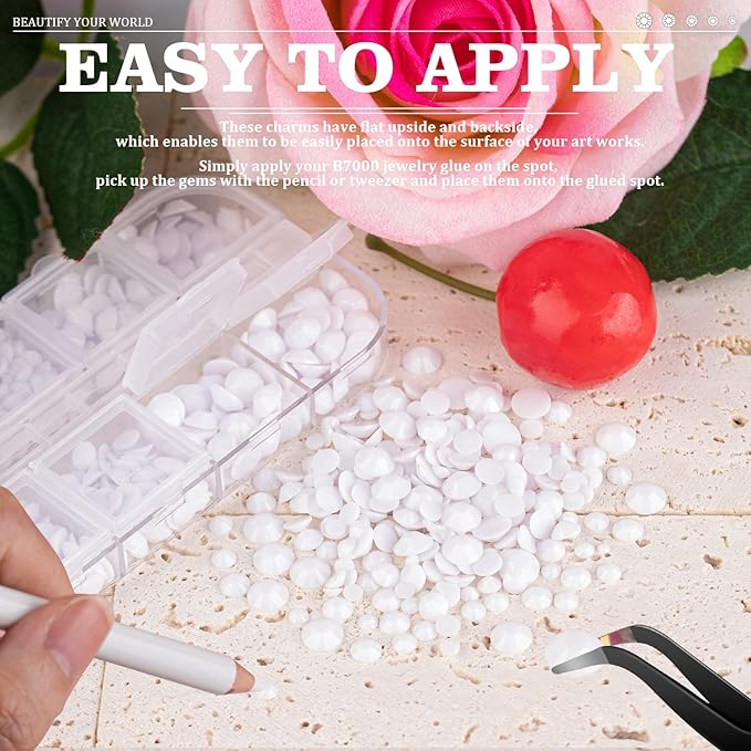 Resin Rhinestones for Crafting, 2/3/4/5/6mm Flatback Jelly Rhinestones, 2 Box White Non Hotfix Crystal Gems for Bedazzling Crafts Mugs Tumblers Clothes Makeup Nail