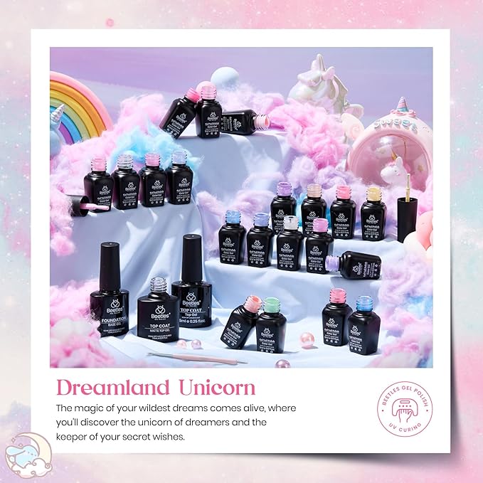 Beetles Spring Gel Nail Polish Set - 24Pcs Pink Purple Pearl Blue Shimmer Chameleon Green Colors Gel Nail Kit, 3Pcs Base Top Coat Double-ended Brush Soak off UV Nail Polish Valentines Gifts for Women