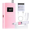 Makartt Electric Nail Drill - 30,000RPM Rechargeable Cordless E File for Gel & Acrylic Removal, Quiet Nail Drill Kit with LCD, 8H Battery, F/R Rotation, for Beginner & Pros, Perlarie Pearly Pink