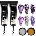 Black 3D Gel for Nails, 2PCS 15ML Black Nail Polish No Wipe 3D Chrome Effect Gel Sculpting Gels with Gold Silver Chrome Powder Carving Modeling Painting Embossed Design Manicure Salon Supplies