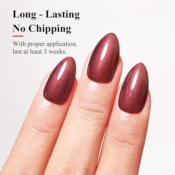 Imtiti Pearl Gel Nail Polish,0.5 Fl Oz Copper Red Glitter Drawing Gel Polish Shell Thread Shimmer Mermaid Nail Gel Polish Soak Off UV LED for Home DIY Nail Art Manicure Salon