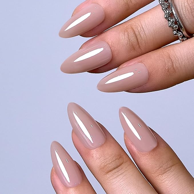 CurvLife Soft Gel Alomond Press On Nails, Long-Lasting Reusable Fake Nails Kit with Glue & Tabs, 30pcs Salon-Quality Stick On Nails for Women At-Home Manicure (Bare Grace)